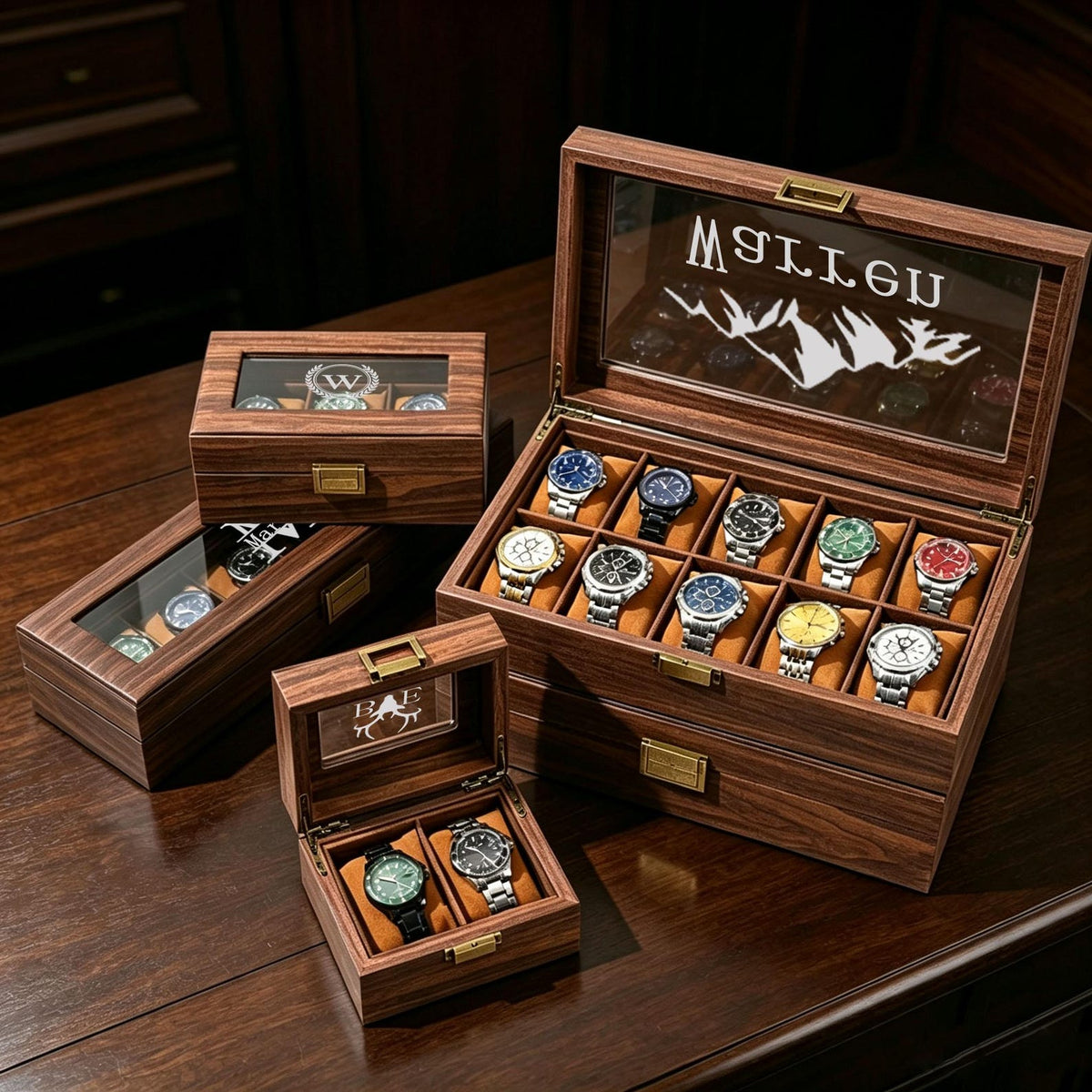 Custom Engraved Watch Box, Personalized Watch Case, Men watch jewelry box, Gifts for husband, Birthday / Anniversary Gifts for Men