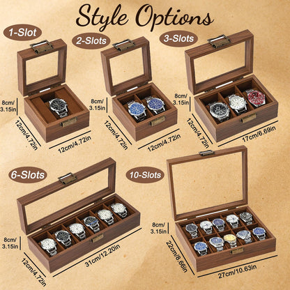 Personalised Wooden Watch Box, Custom Name Watch Box For 1 2 3 6 10 Watches, Luxury Gift For Him, Bespoke Watch Storage Box