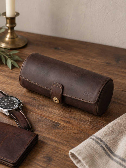 Personalized Watch Roll, Detachable Watch Case for Rings & Cufflinks, Men’s Travel Jewelry Gift