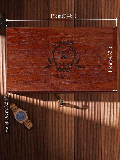 Personalized Wooden Watch Box with Lock & Key, 6 Slot Custom Watch Display Case for Men, Valentine's Day Gift