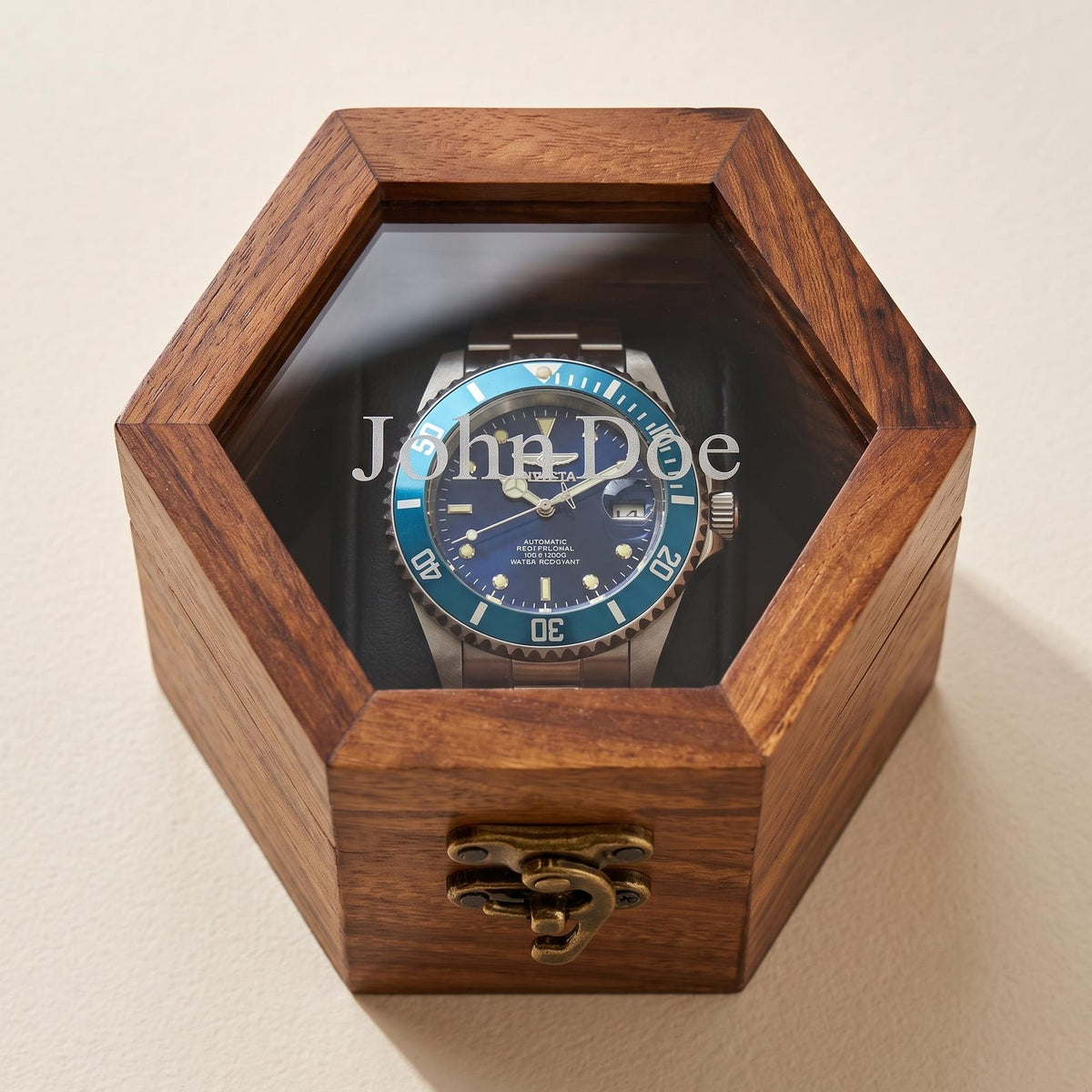 Wooden Watch Box, Honeycomb Display Case, Glass Lid Organizer, Rosewood - Gift for him