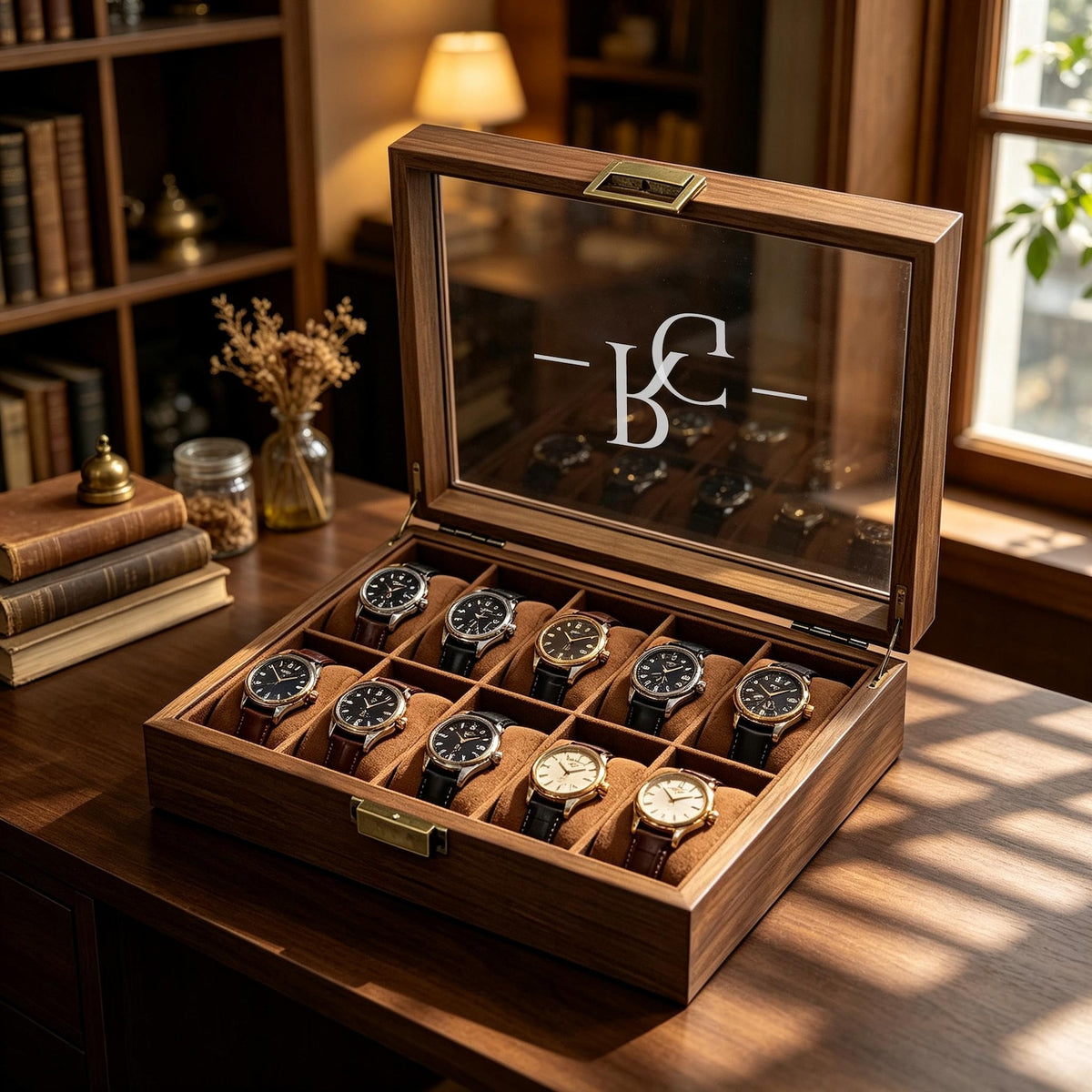 Personalised Watch Box for 1 2 3 6 10 12 slot Watches Storage, Custom Watch Storage Jewelry Box for Men