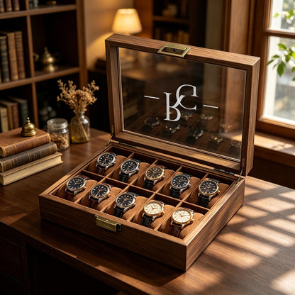Personalised Watch Box for 1 2 3 6 10 12 slot Watches Storage, Custom Watch Storage Jewelry Box for Men