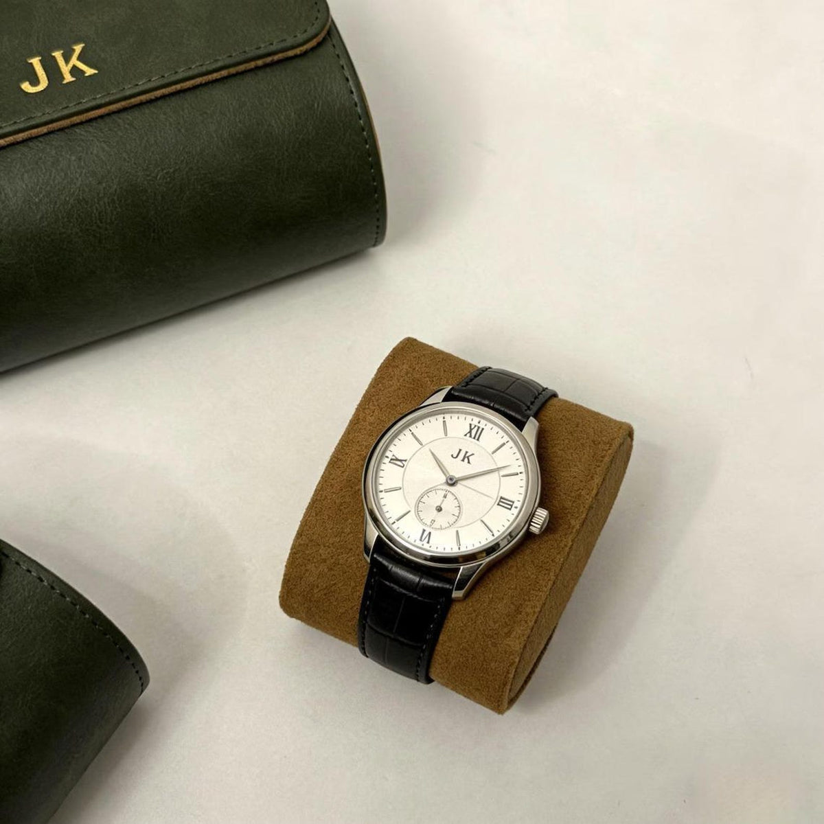 Custom Watch Box, Leather Organizer - Engraved Personalized Case, Groomsmen Gift, Travel-Friendly Size