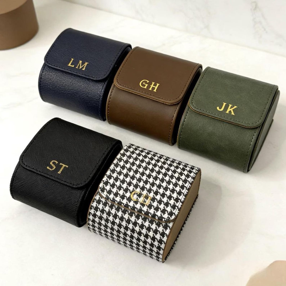 Custom Watch Box, Leather Organizer - Engraved Personalized Case, Groomsmen Gift, Travel-Friendly Size