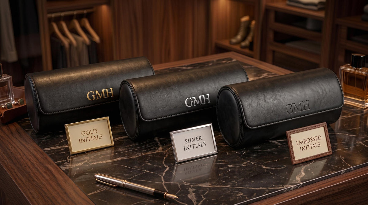 Custom Watch Box, Leather Organizer - Engraved Personalized Case, Groomsmen Gift, Travel-Friendly Size