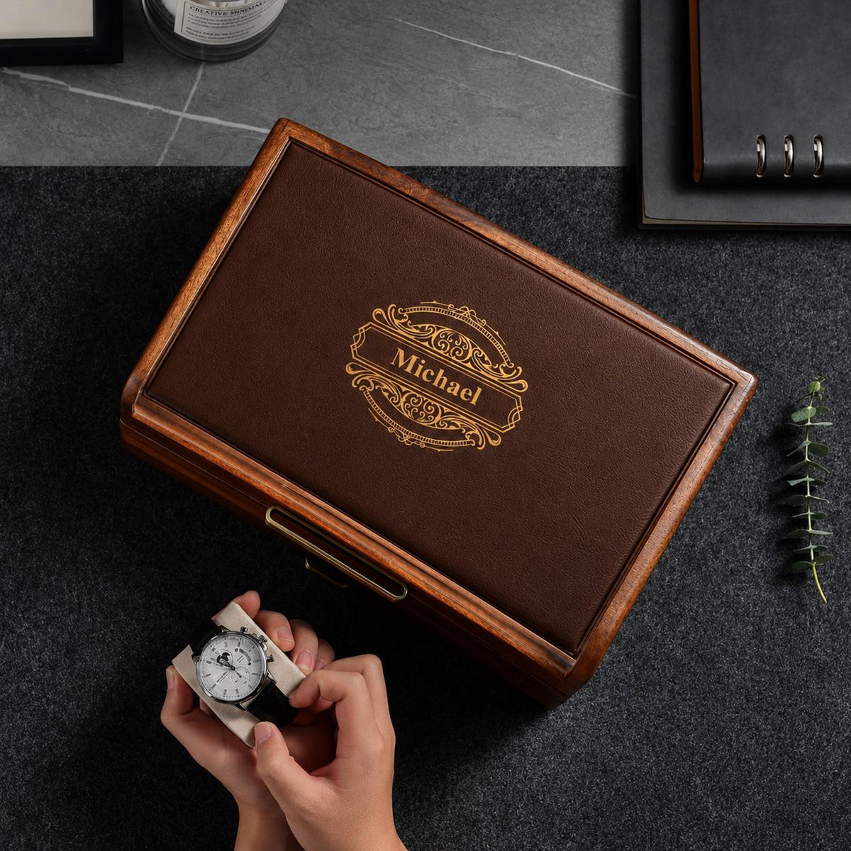 Engraved Luxury Watch Case Attorney Gift Idea for Men Personalized Acacia Organizer Watch Box Gift for Retirement or Birthday