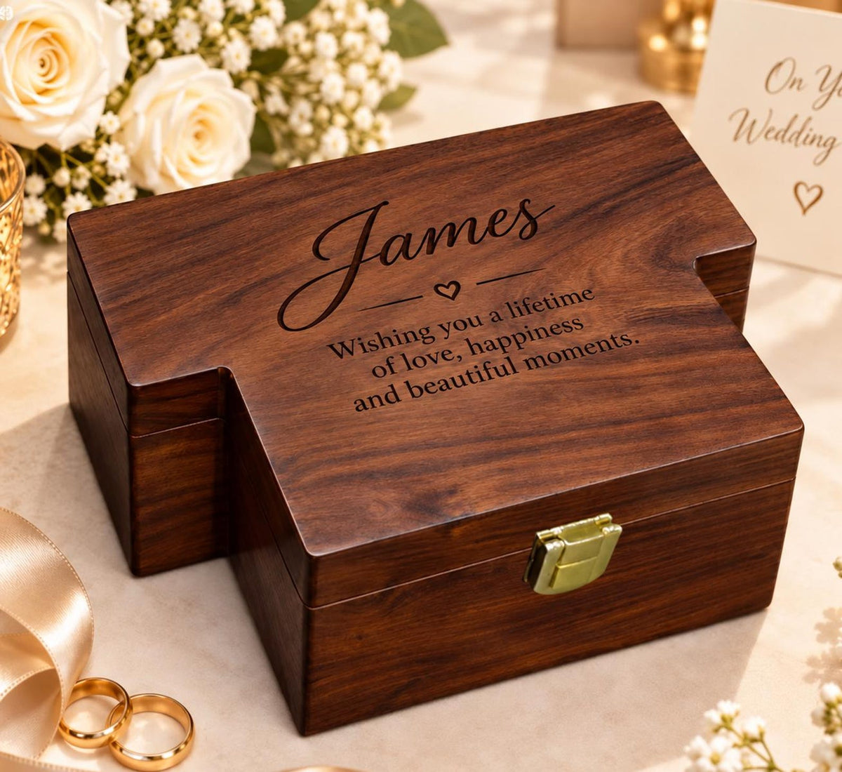 Personalized Wooden Watch Box for Men, 3 Slot Wood Watch and Glasses Organizer, Engraved Anniversary Gift for Husband, Gift for Him