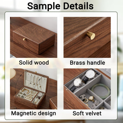 Custom Engraved Walnut Jewelry Box,Personalized Jewelry Organizer With Lock,Ring Necklace Watch Storage,Anniversary Christmas Gift For Her