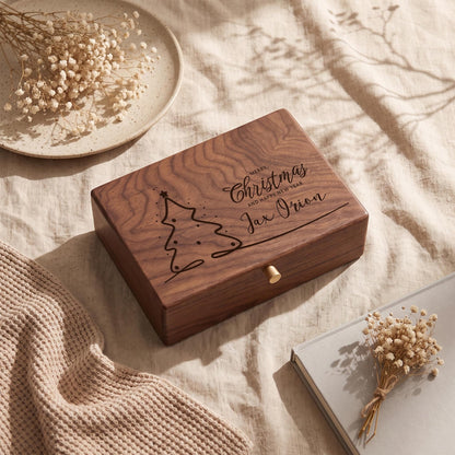 Custom Engraved Walnut Jewelry Box,Personalized Jewelry Organizer With Lock,Ring Necklace Watch Storage,Anniversary Christmas Gift For Her