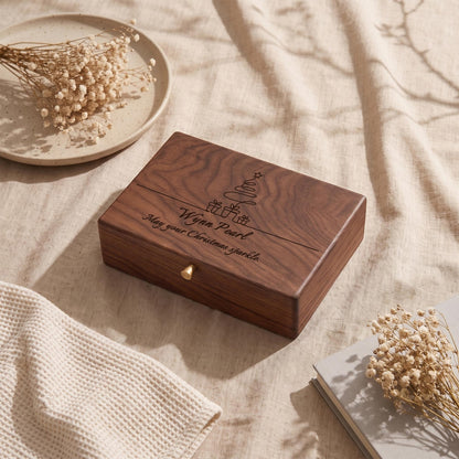 Custom Engraved Walnut Jewelry Box,Personalized Jewelry Organizer With Lock,Ring Necklace Watch Storage,Anniversary Christmas Gift For Her