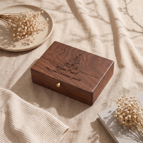Custom Engraved Walnut Jewelry Box,Personalized Jewelry Organizer With Lock,Ring Necklace Watch Storage,Anniversary Christmas Gift For Her