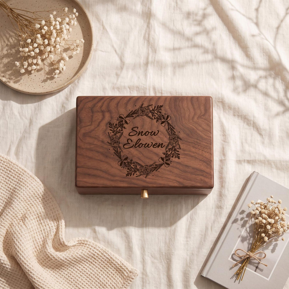 Custom Engraved Walnut Jewelry Box,Personalized Jewelry Organizer With Lock,Ring Necklace Watch Storage,Anniversary Christmas Gift For Her