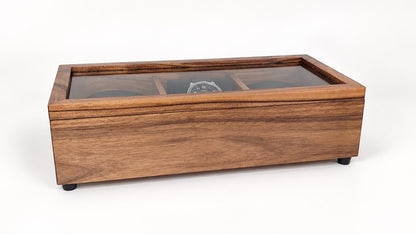Walnut Watch Box: Luxury Wooden Watch Organizer, 3-Slot Display Case