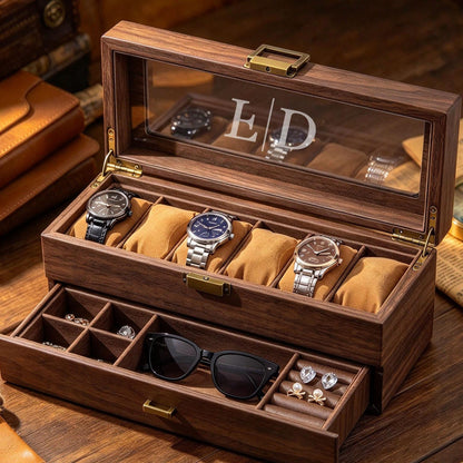 Custom Engraved Watch Box, Personalized Watch Case, Men watch jewelry box, Gifts for husband, Birthday / Anniversary Gifts for Men
