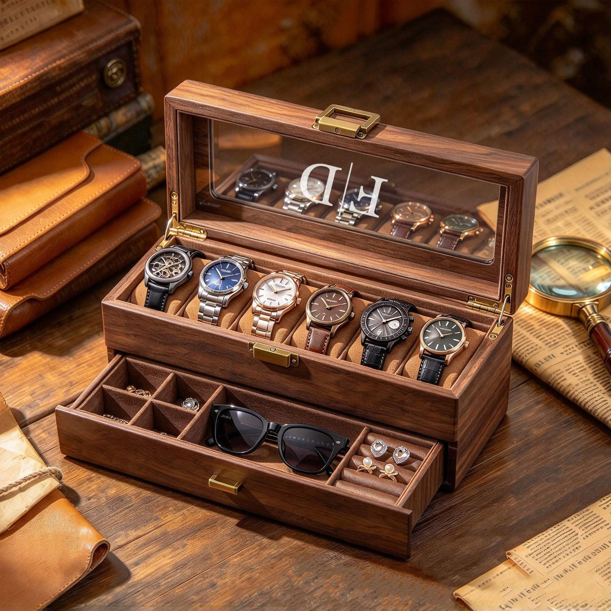 Custom Engraved Watch Box, Personalized Watch Case, Men watch jewelry box, Gifts for husband, Birthday / Anniversary Gifts for Men