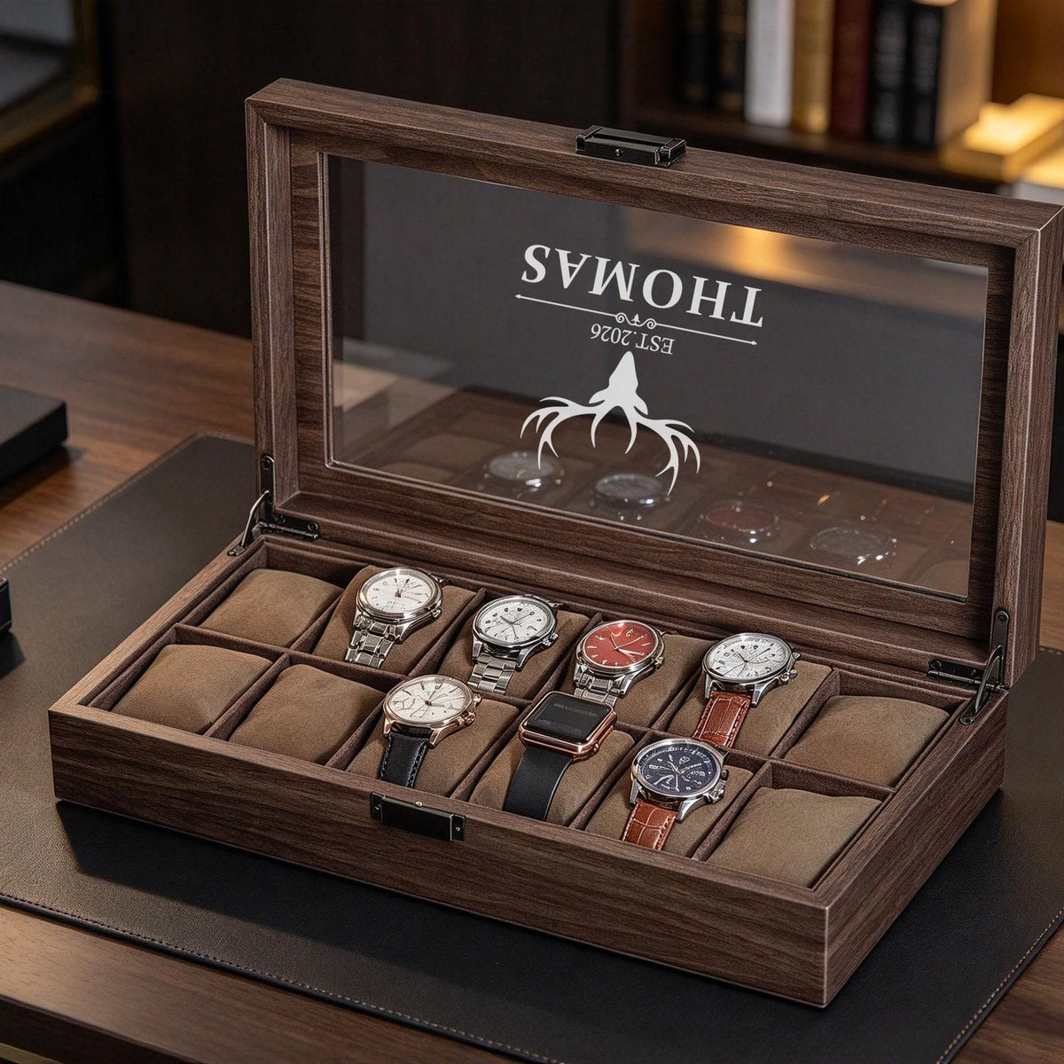 Custom Engraved Watch Box, Personalized Watch Case, Men watch jewelry box, Gifts for husband, Birthday / Anniversary Gifts for Men