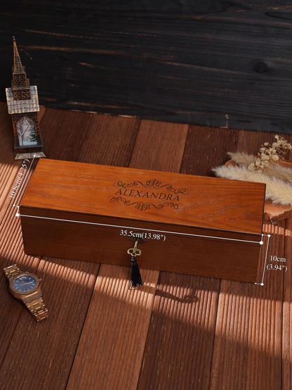 Personalized Wooden Watch Box with Lock & Key, 6 Slot Custom Watch Display Case for Men, Valentine's Day Gift