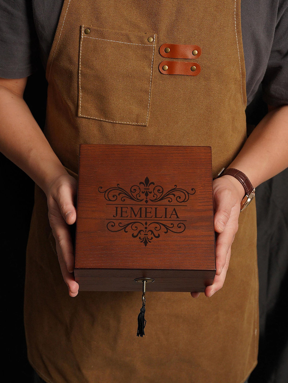 Personalized Wooden Watch Box with Lock & Key, 6 Slot Custom Watch Display Case for Men, Valentine's Day Gift