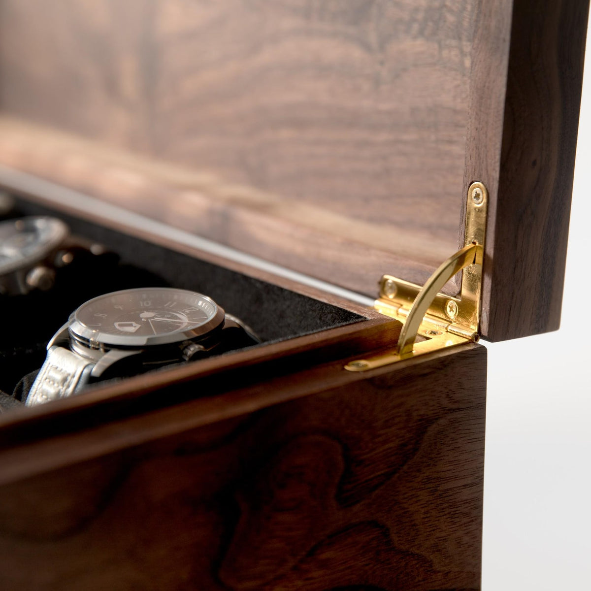 Black Walnut Watch Box with Drawer - 12 to 16 Watch Compartments - Personalized Engraved Gift for Him - Handmade