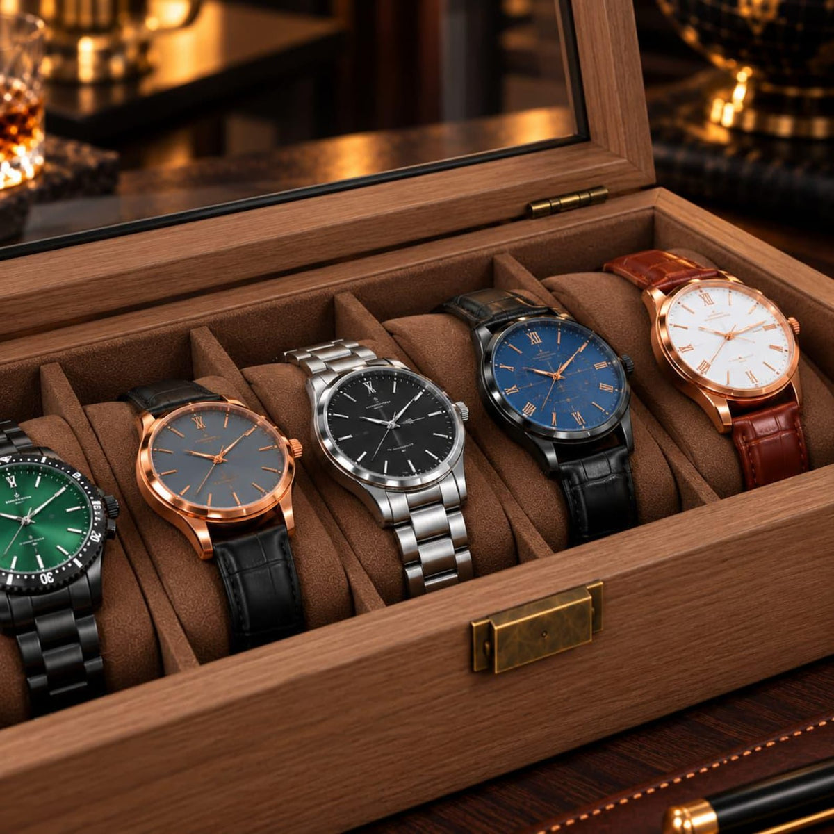 Christmas Gifts for Men Personalized Watch Box Wooden Watches Case for Husband Dad Boyfriend