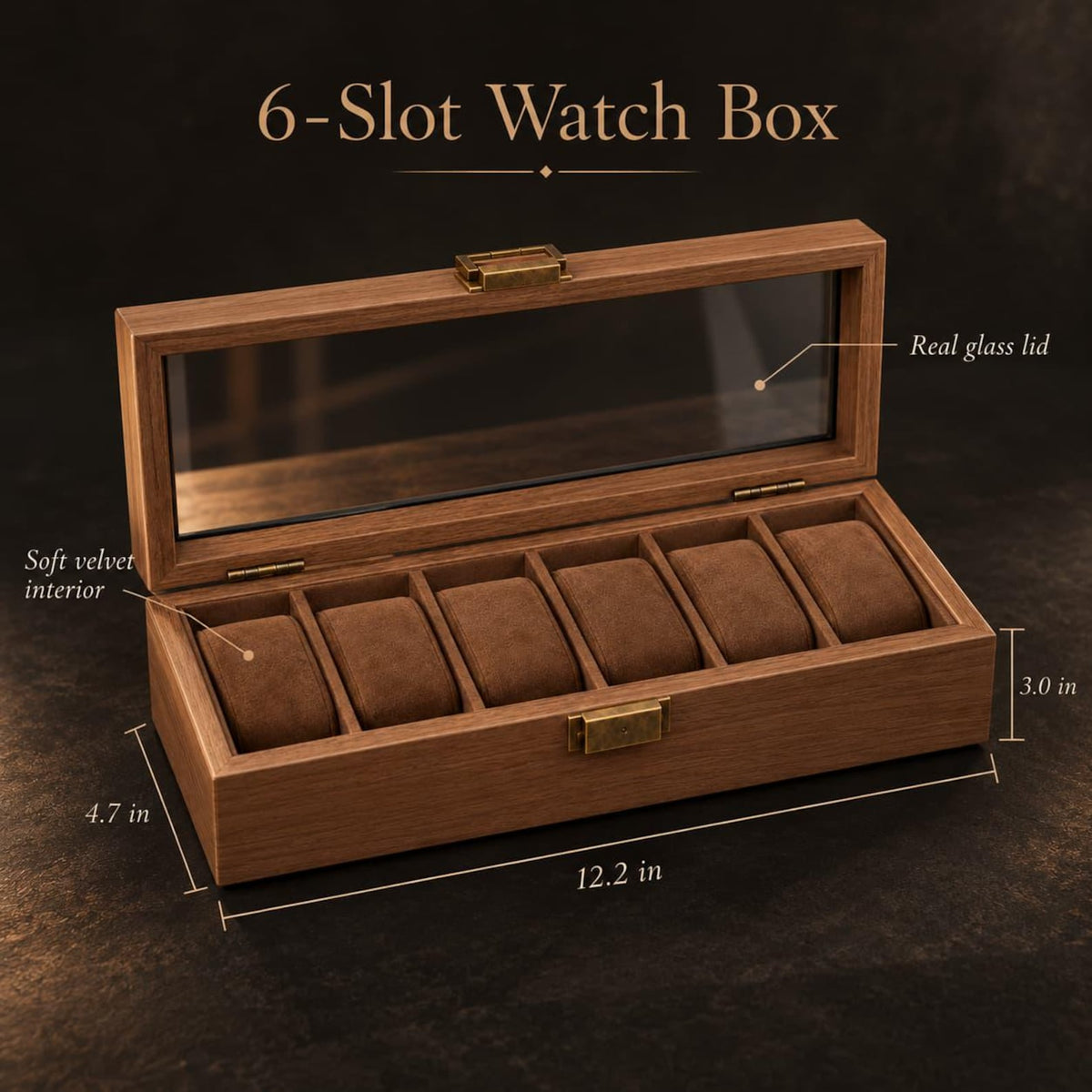 Christmas Gift for Boyfriend Personalized Wooden Watch Box Custom Engraved 6-Slot Organizer