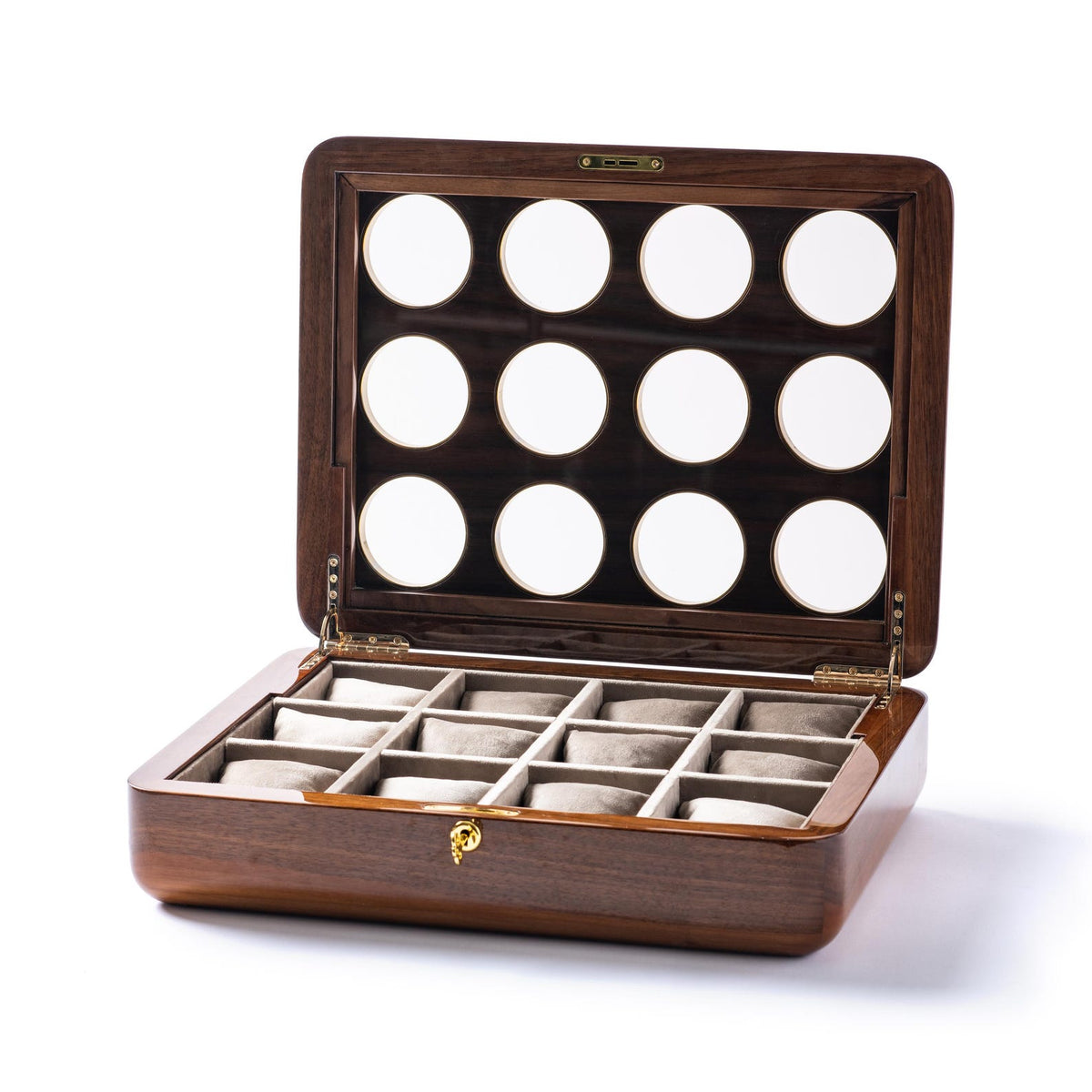 Walnut Wood Watch Box: Large 12-Watch Organizer