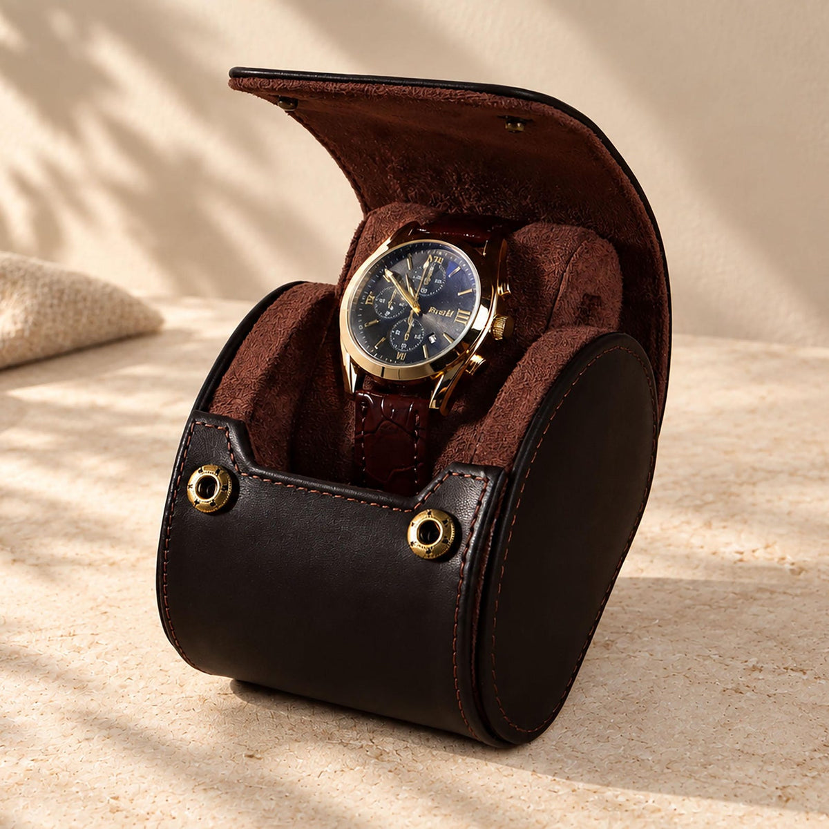 Personalized Genuine Leather Watch Box - Custom Engraved Travel Case for 1-3 Watches, Watch Organizer, Father's Day, Groomsmen Gift for Him