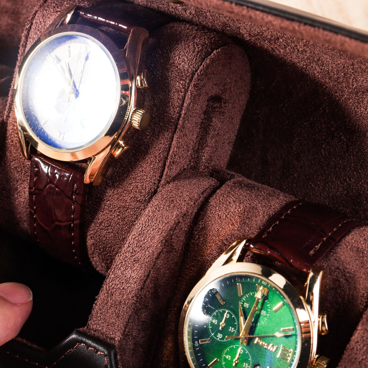 Personalized Genuine Leather Watch Box - Custom Engraved Travel Case for 1-3 Watches, Watch Organizer, Father's Day, Groomsmen Gift for Him