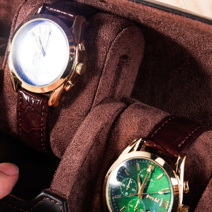 Personalized Genuine Leather Watch Box - Custom Engraved Travel Case for 1-3 Watches, Watch Organizer, Father's Day, Groomsmen Gift for Him