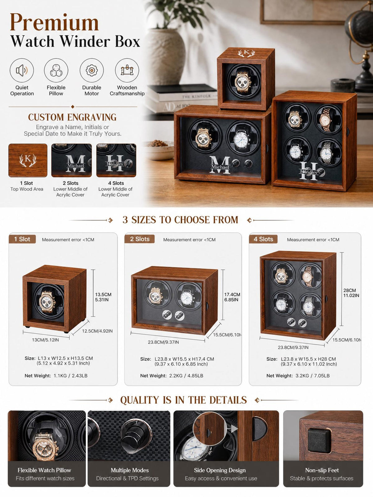 Personalized Watch Winder, Watch Box Gift for Watch Lover, Watch Holder Watch Storage Gift, Christmas Gift, Gift for Him