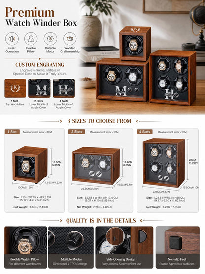 Personalized Watch Winder, Watch Box Gift for Watch Lover, Watch Holder Watch Storage Gift, Christmas Gift, Gift for Him