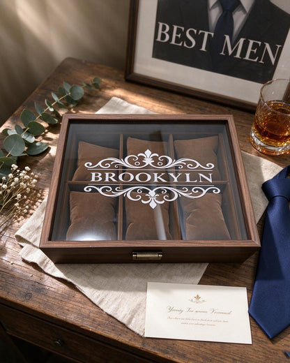 Personalised Wooden Watch Box, Custom Engraved Watch Storage Case, Holds 1-8 Watches, Groomsmen Gift For Him Dad Husband