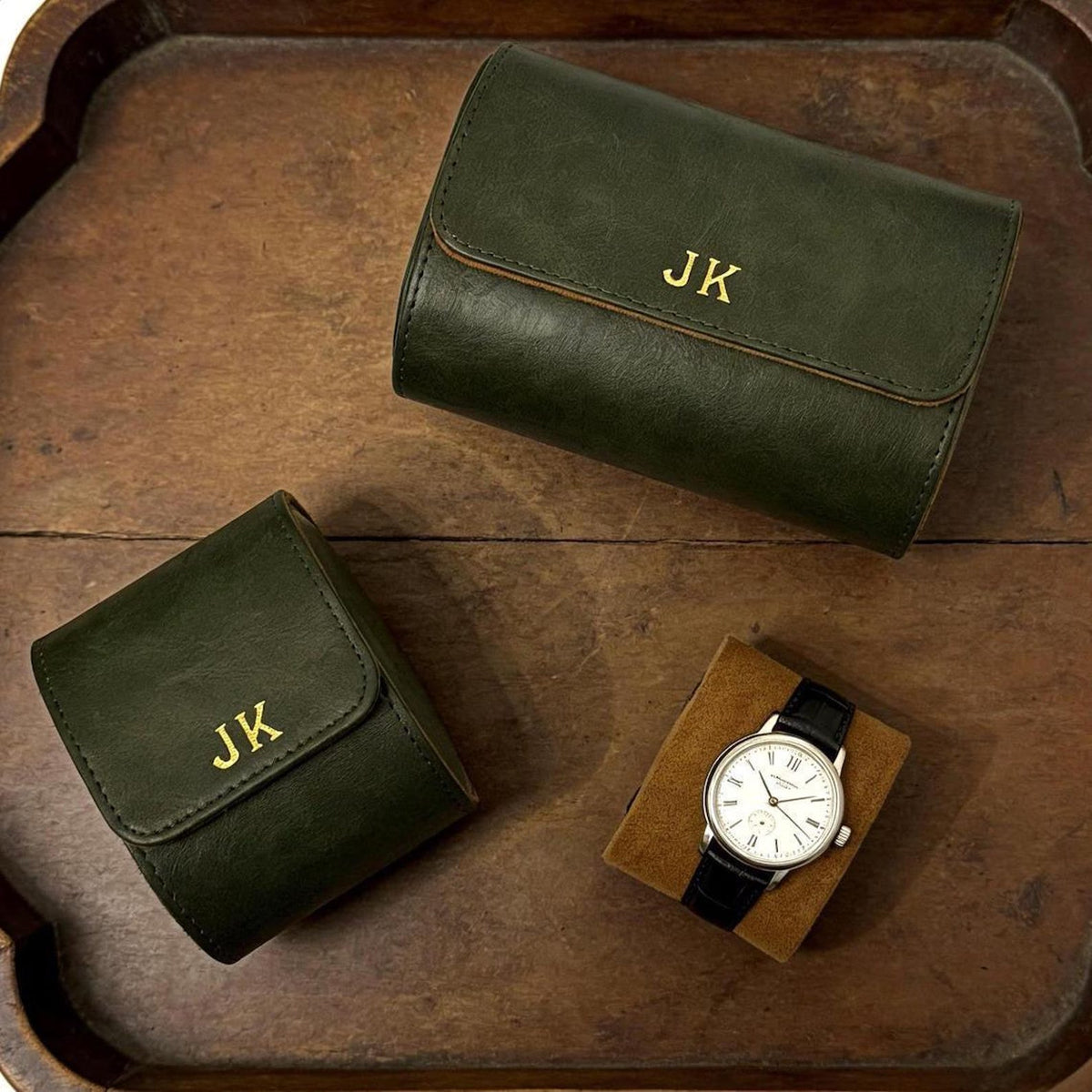 Custom Watch Box, Leather Organizer - Engraved Personalized Case, Groomsmen Gift, Travel-Friendly Size