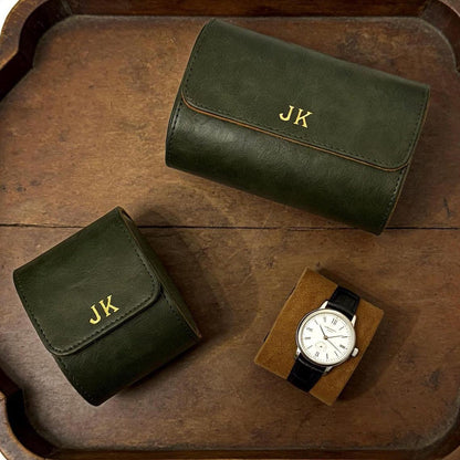 Custom Watch Box, Leather Organizer - Engraved Personalized Case, Groomsmen Gift, Travel-Friendly Size