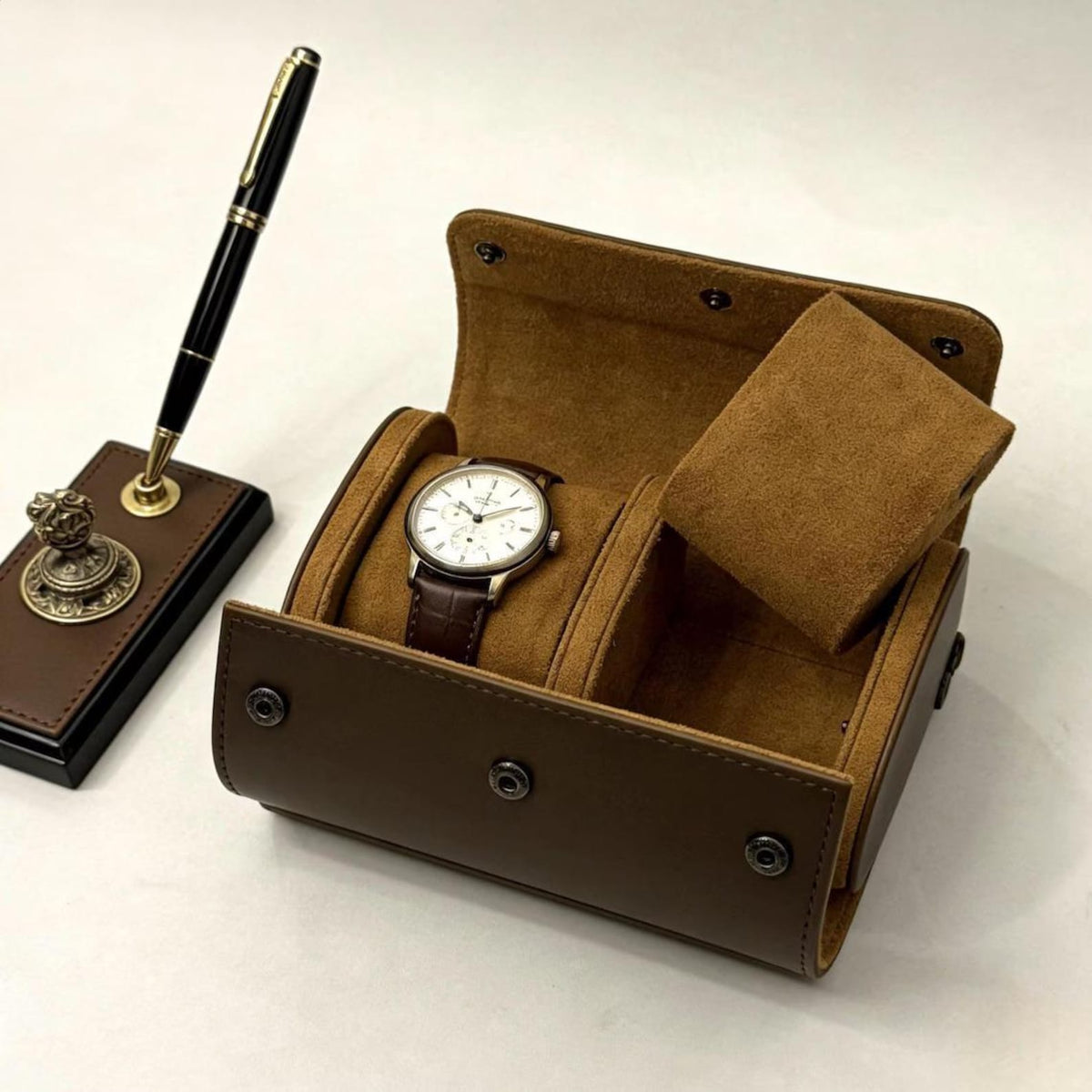 Custom Watch Box, Leather Organizer - Engraved Personalized Case, Groomsmen Gift, Travel-Friendly Size