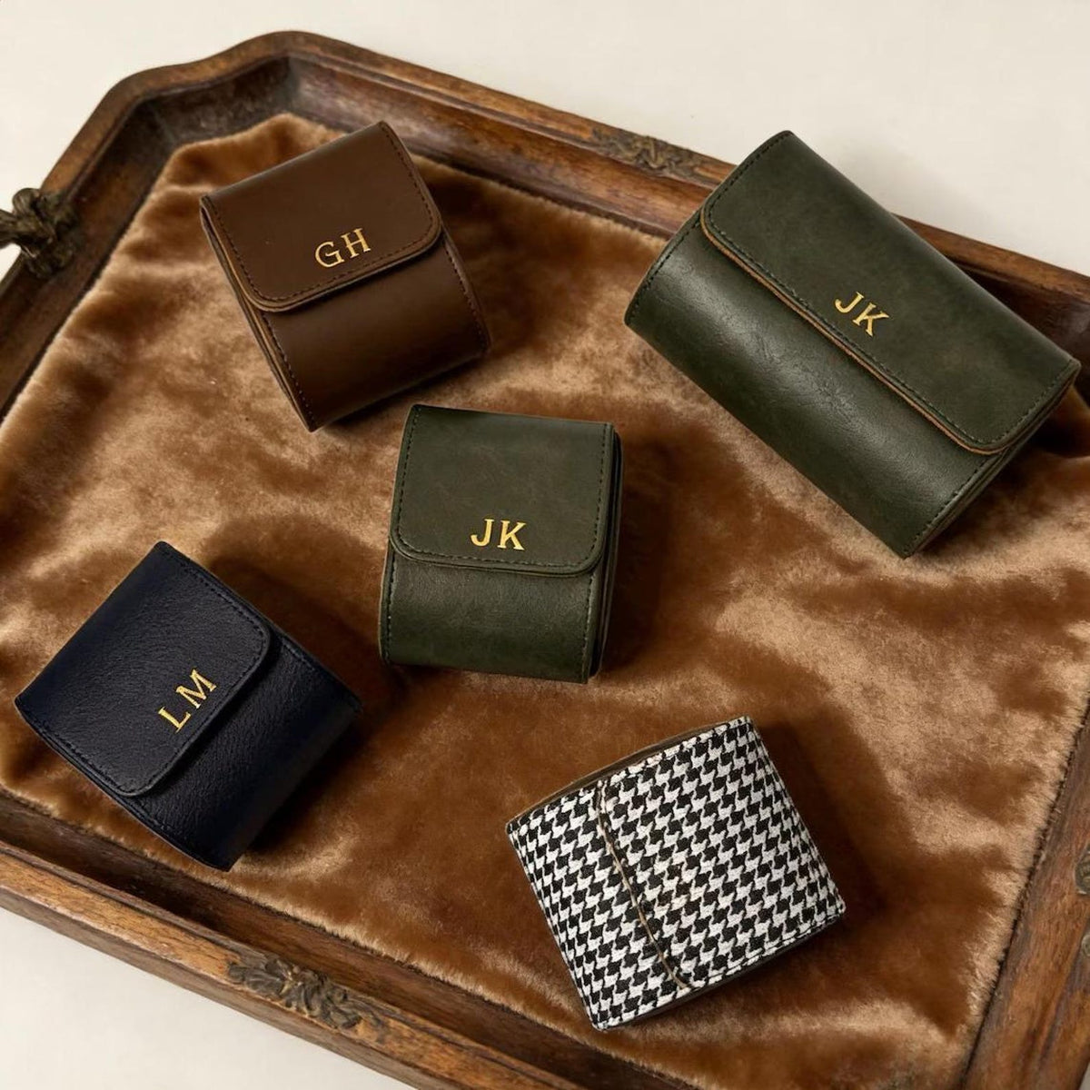 Custom Watch Box, Leather Organizer - Engraved Personalized Case, Groomsmen Gift, Travel-Friendly Size