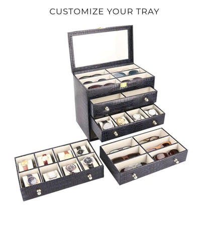 Luxury Watch Box Organizer, Sunglasses Storage Case, Men's Watch Display Chest