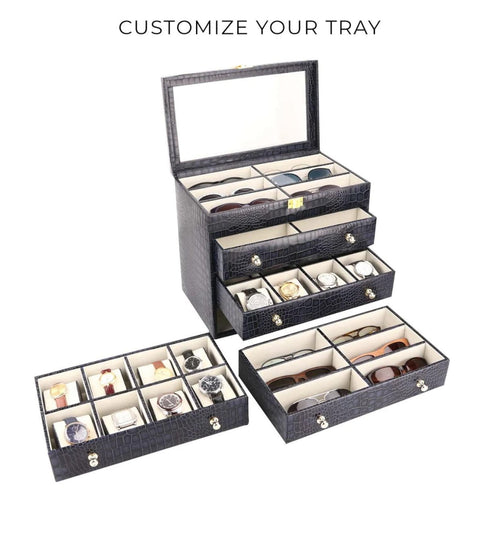 Luxury Watch Box Organizer, Sunglasses Storage Case, Men's Watch Display Chest