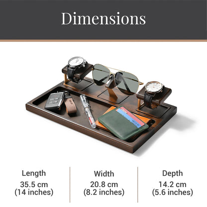 Wooden desk tray for glasses and watches organizer engraved Christmas gift for husband 6th anniversary gift for men watch jewelry organizer