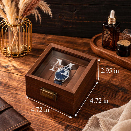 Personalized Glass Watch Box for Men, Engraved Watch & Jewelry Organizer, Custom Display Case, Anniversary Gift for Husband, Christmas Gift