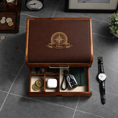 Engraved Luxury Watch Case Attorney Gift Idea for Men Personalized Acacia Organizer Watch Box Gift for Retirement or Birthday