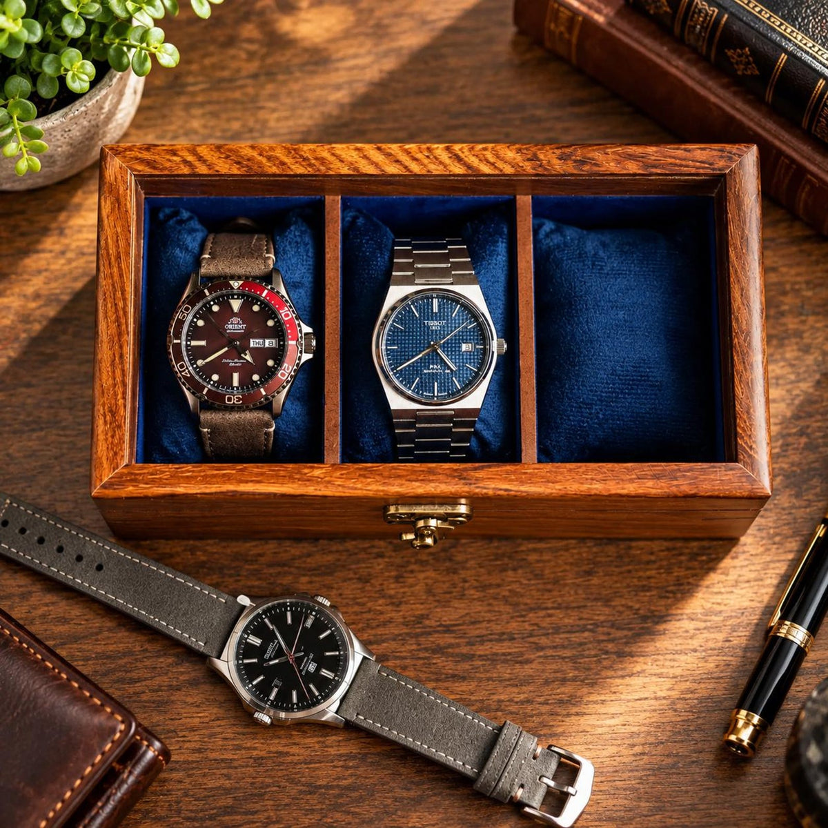 Handmade Personalized Wooden Watch Box for Men – Rosewood Watch Display Case with Glass Lid, Custom Watch Organizer, Luxury Gift for Him
