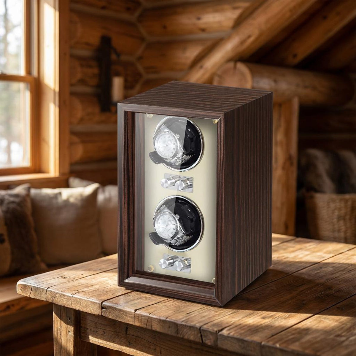Luxury Wooden Watch Winder – High-End 1, 2 & 4 Slot Automatic Watch Box with Quiet Motor, Watch Storage Cabinet