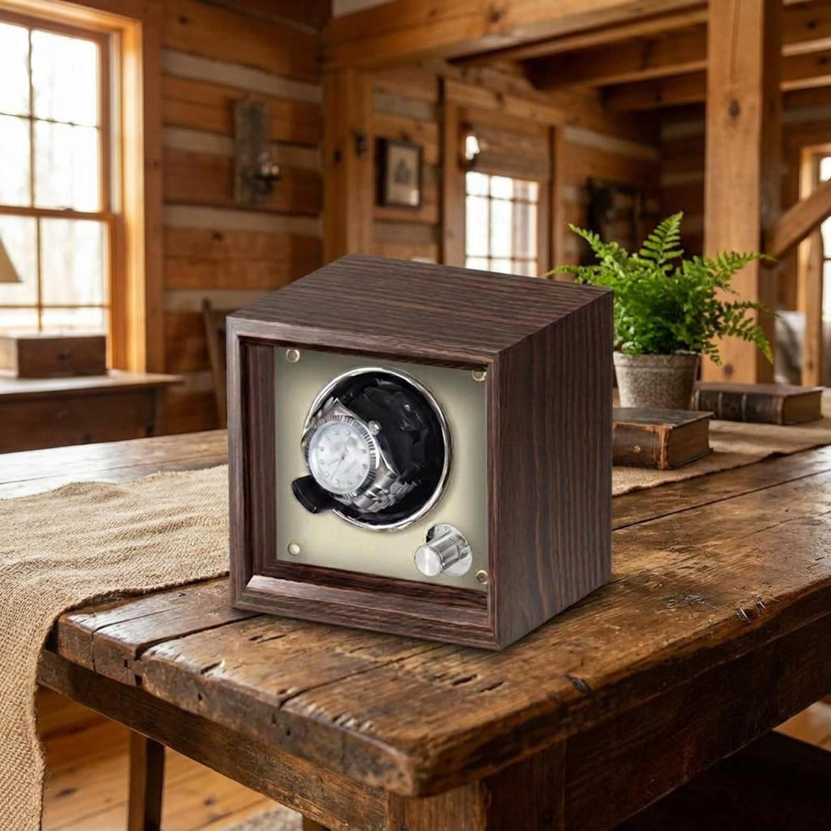 Luxury Wooden Watch Winder – High-End 1, 2 & 4 Slot Automatic Watch Box with Quiet Motor, Watch Storage Cabinet