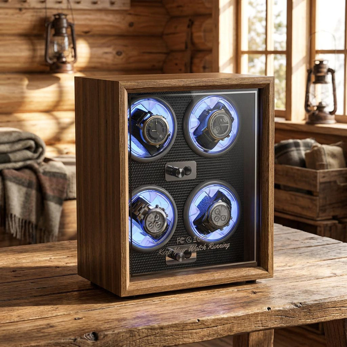 Luxury Wooden Watch Winder – High-End 1, 2 & 4 Slot Automatic Watch Box with Quiet Motor, Watch Storage Cabinet