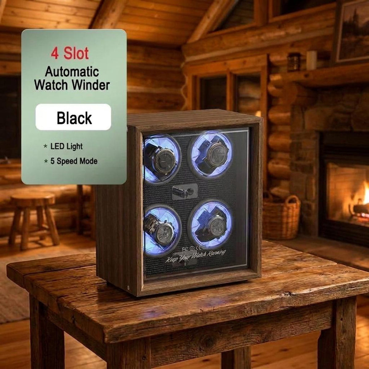 Luxury Wooden Watch Winder – High-End 1, 2 & 4 Slot Automatic Watch Box with Quiet Motor, Watch Storage Cabinet