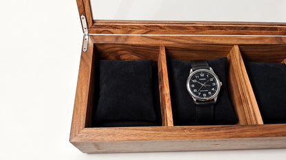Walnut Watch Box: Luxury Wooden Watch Organizer, 3-Slot Display Case