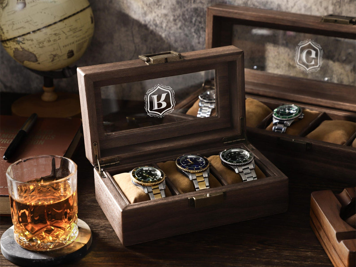 Custom Multiple Slots Watch Box, Personalized Watches Collection Organizer, Watch Storage Box Gift For Him, Husband, Dad, Birthday Gift