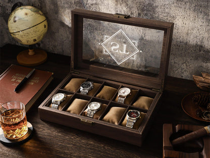 Custom Multiple Slots Watch Box, Personalized Watches Collection Organizer, Watch Storage Box Gift For Him, Husband, Dad, Birthday Gift